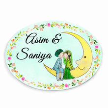 Load image into Gallery viewer, Handpainted Customized Name plate - Chand Couple Name Plate - rangreli
