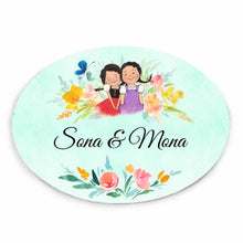 Load image into Gallery viewer, Handpainted Customized Name Plate - 2 Girls Name Plate
