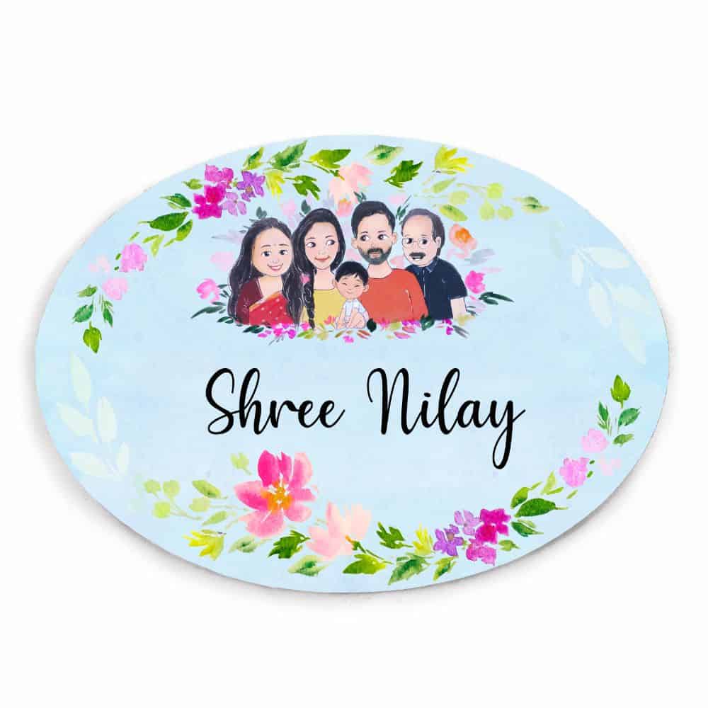 Handpainted Customized Name Plate - Joint Family Name Plate - rangreli
