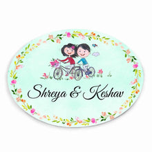 Load image into Gallery viewer, Handpainted Customized Name Plate - Couple on cycle Name Plate - rangreli

