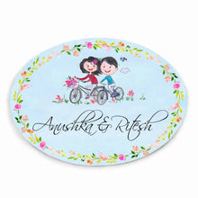 Load image into Gallery viewer, Handpainted Customized Name Plate - Couple on cycle Name Plate - rangreli
