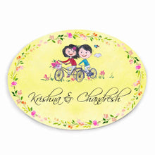 Load image into Gallery viewer, Handpainted Customized Name Plate - Couple on cycle Name Plate - rangreli
