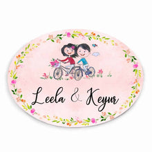 Load image into Gallery viewer, Handpainted Customized Name Plate - Couple on cycle Name Plate - rangreli
