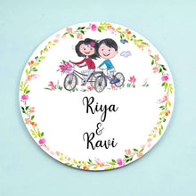 Load image into Gallery viewer, Handpainted Customized Name Plate - Couple on cycle Name Plate - rangreli

