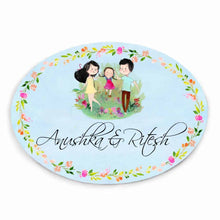 Load image into Gallery viewer, Handpainted Customized Name Plate - Playing Family of 3 Name Plate
