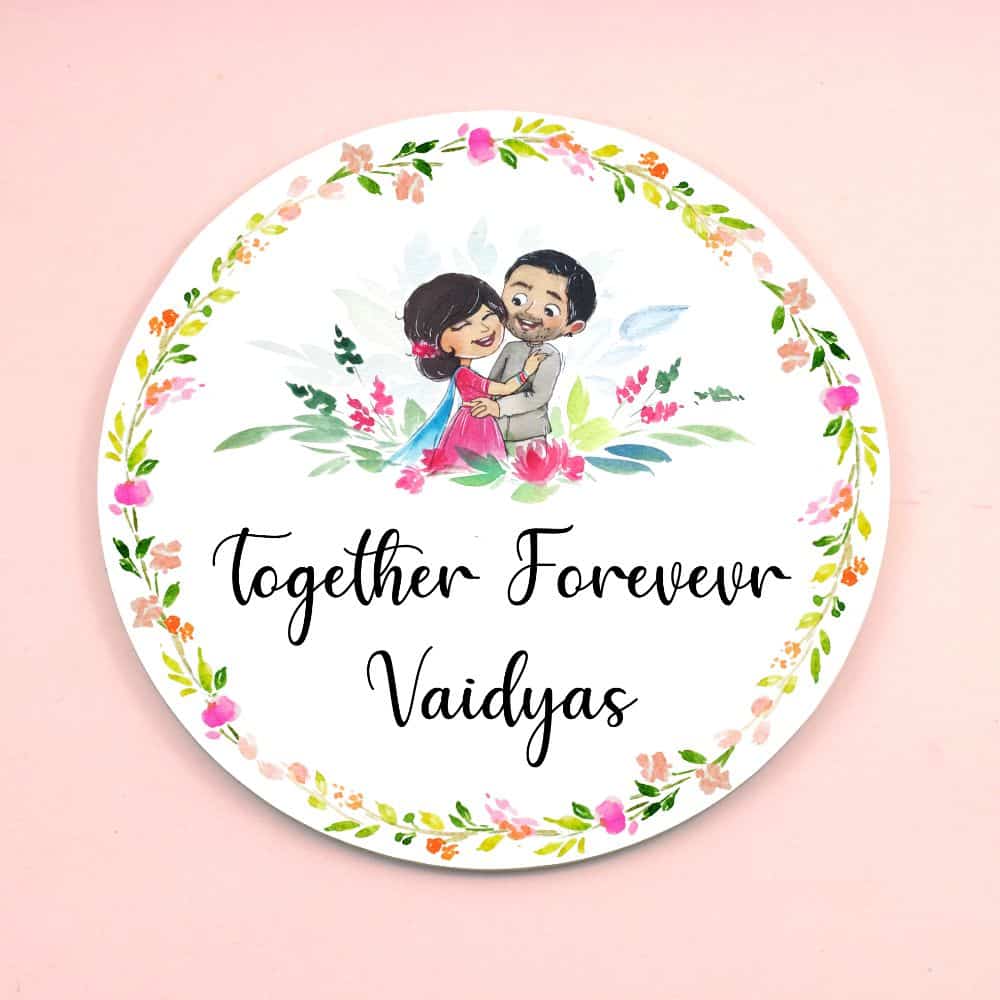 Handpainted Customized Name plate - Wedding Couple Name Plate - rangreli