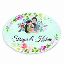 Load image into Gallery viewer, Handpainted Customized Name Plate -  Couple and kid Name Plate - rangreli
