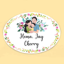 Load image into Gallery viewer, Handpainted Customized Name plate -Couple with Baby Boy Name Plate - rangreli
