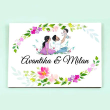 Load image into Gallery viewer, Handpainted Customized Name Plate - Family of 3 playing - rangreli
