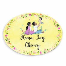 Load image into Gallery viewer, Handpainted Customized Name Plate - Family of 3 playing - rangreli
