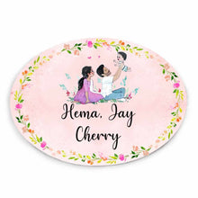 Load image into Gallery viewer, Handpainted Customized Name Plate - Family of 3 playing - rangreli

