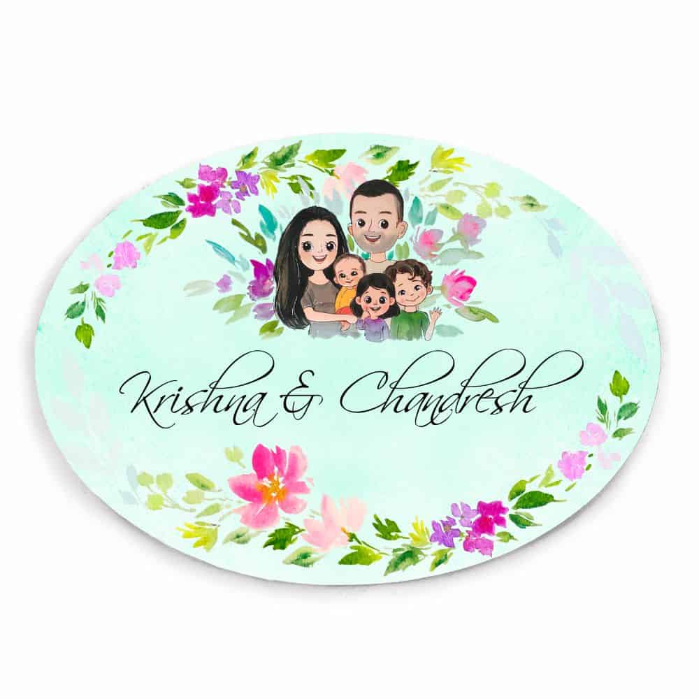Handpainted Customized Name Plate - Family of 5 - rangreli