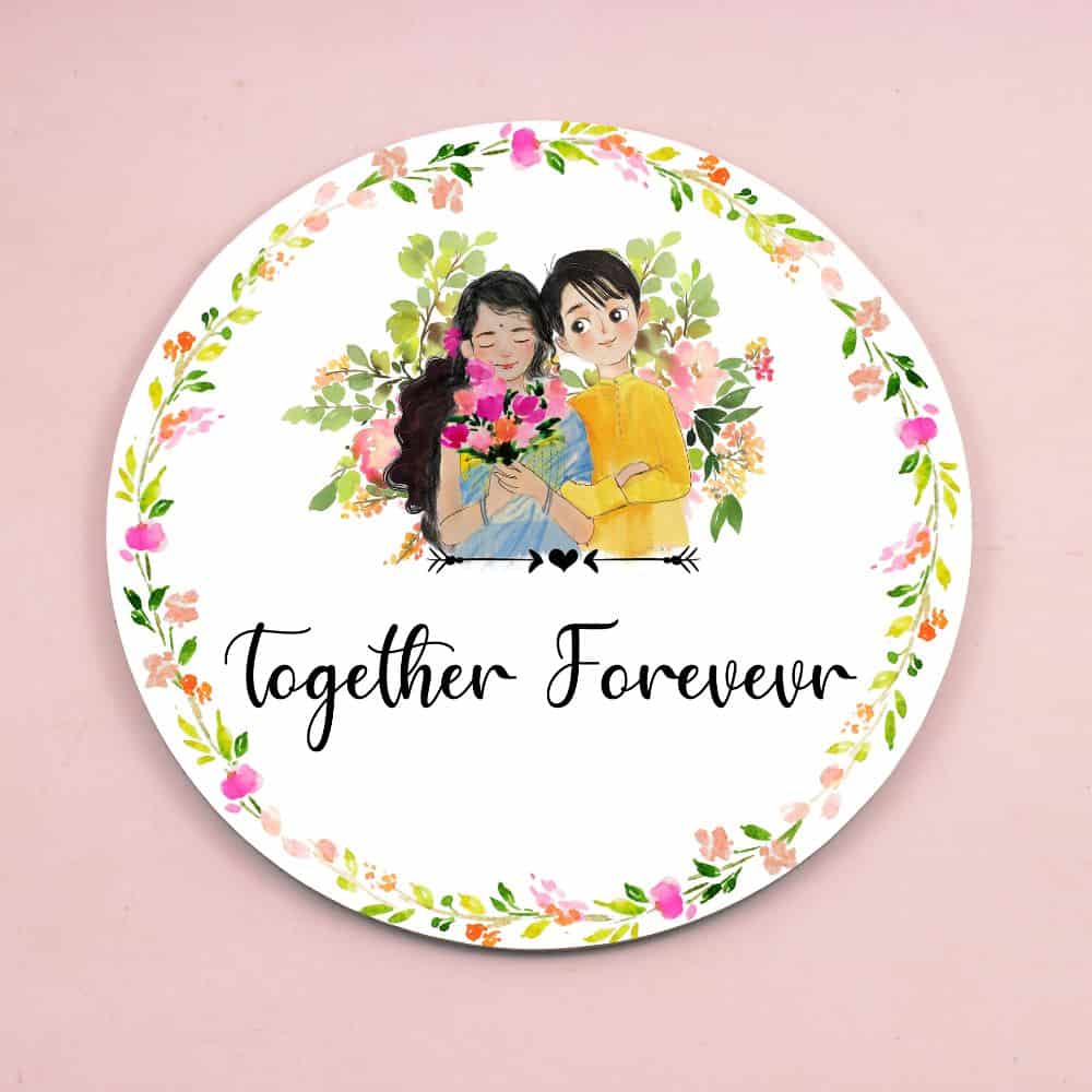 Handpainted Customized Name Plate - Flower Couple Name Plate - rangreli