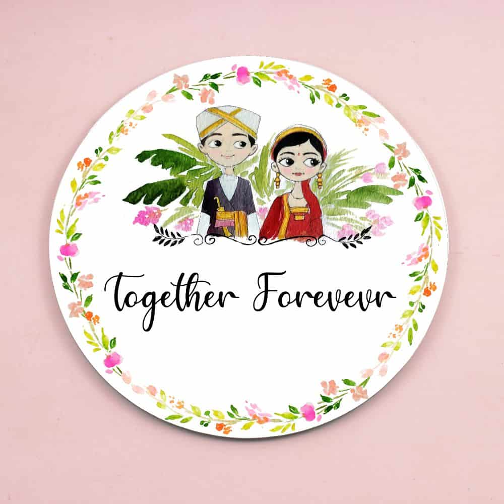 Handpainted Customized Name Plate - Coorg Couple Name Plate - rangreli