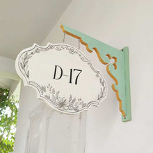 Load image into Gallery viewer, Handpainted Hanging Name plate - Mint Green Victorian Ivory
