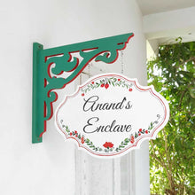 Load image into Gallery viewer, Handpainted Hanging Name plate - Green Victorian White Red Border
