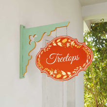 Load image into Gallery viewer, Handpainted Hanging Name plate - Mint Green Victorian Red Yellow Flowers - rangreli
