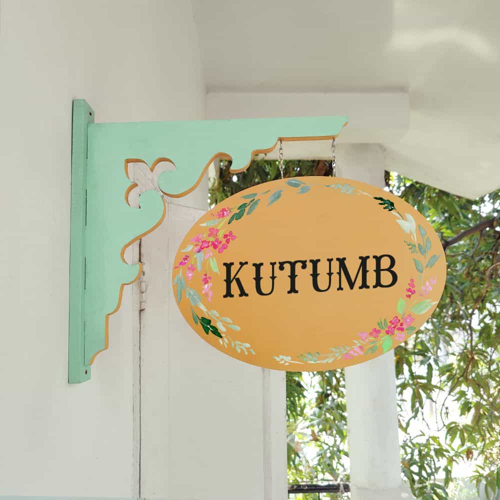 Handpainted Hanging Name plate - Mint Green Oval Yellow