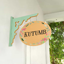 Load image into Gallery viewer, Handpainted Hanging Name plate - Mint Green Oval Yellow
