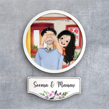 Load image into Gallery viewer, Handpainted Personalized Character Couple Nameplate - Full frame
