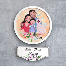 Load image into Gallery viewer, Handpainted Personalized Character Family Nameplate with pet- Full frame
