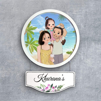 Handpainted Personalized Character Nameplate with family- Full frame - rangreli