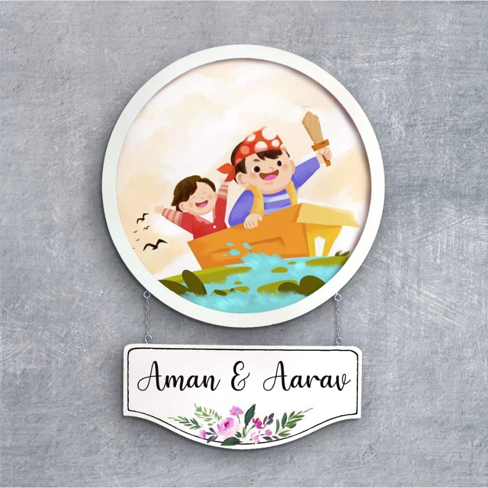 Handpainted Personalized Character Nameplate Kidz3- Full frame