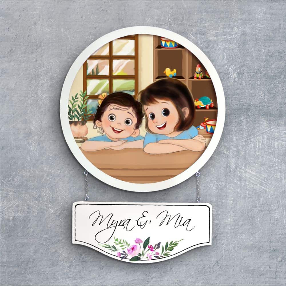 Handpainted Personalized Character Nameplate Kidz4- Full frame