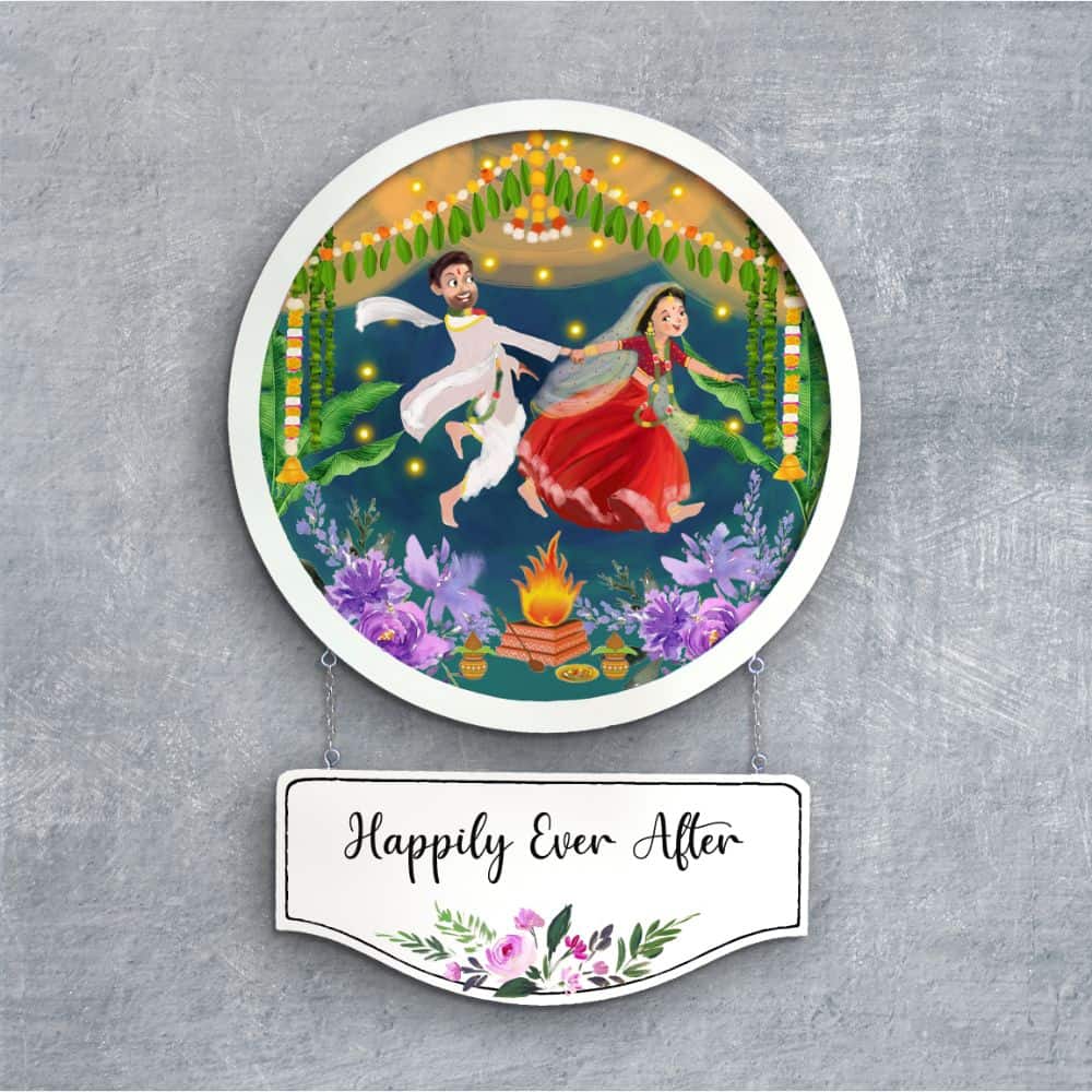 Handpainted Personalized Character Nameplate Wedding Couple 1- Full frame