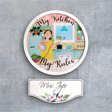 Load image into Gallery viewer, Handpainted Personalized Character Nameplate Mom&#39;s Kitchen- Full frame
