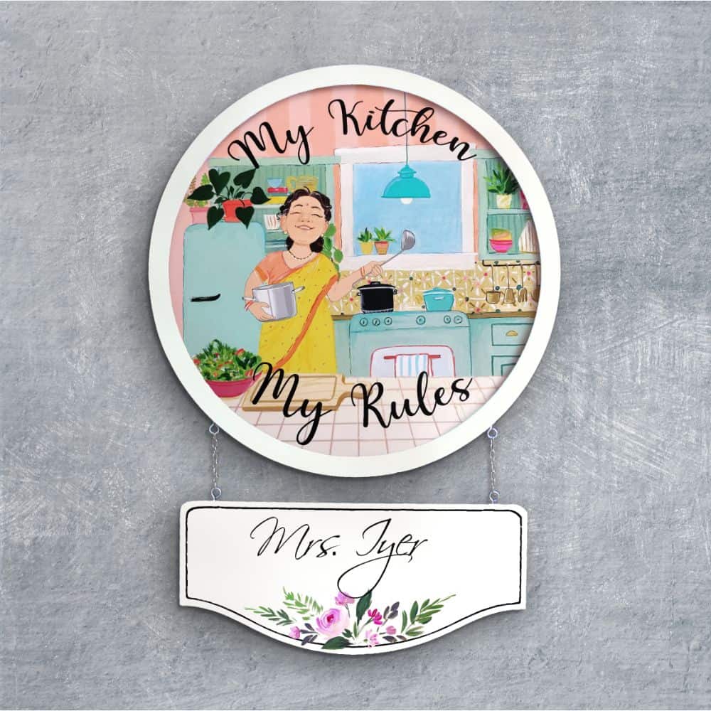 Handpainted Personalized Character Nameplate Mom's Kitchen- Full frame