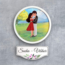 Load image into Gallery viewer, Handpainted Personalized Character  Dating Couple Nameplate - Full frame - rangreli

