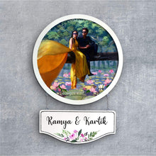 Load image into Gallery viewer, Handpainted Personalized Character Pre Wedding Shoot Nameplate - Full frame - rangreli

