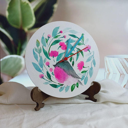 Bird Floral Table Clock - rangreliart