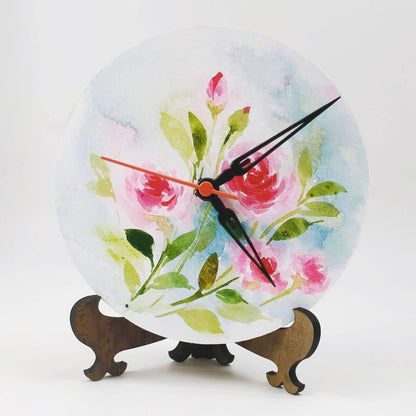Floral Blast Table Clock - rangreliart