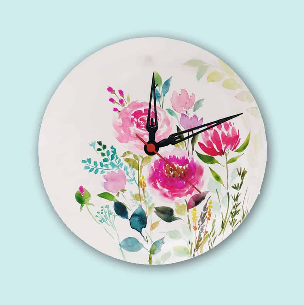Handpainted Wall Clock - Floral 3 - rangreli