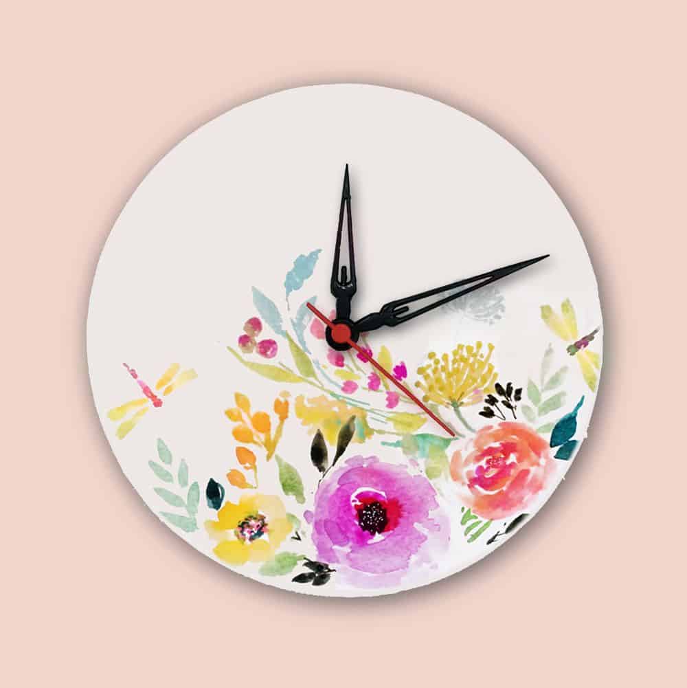 Handpainted Wall Clock - Floral 4 - rangreli