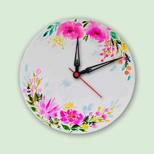 Handpainted Wall Clock - Floral 5 - rangreli