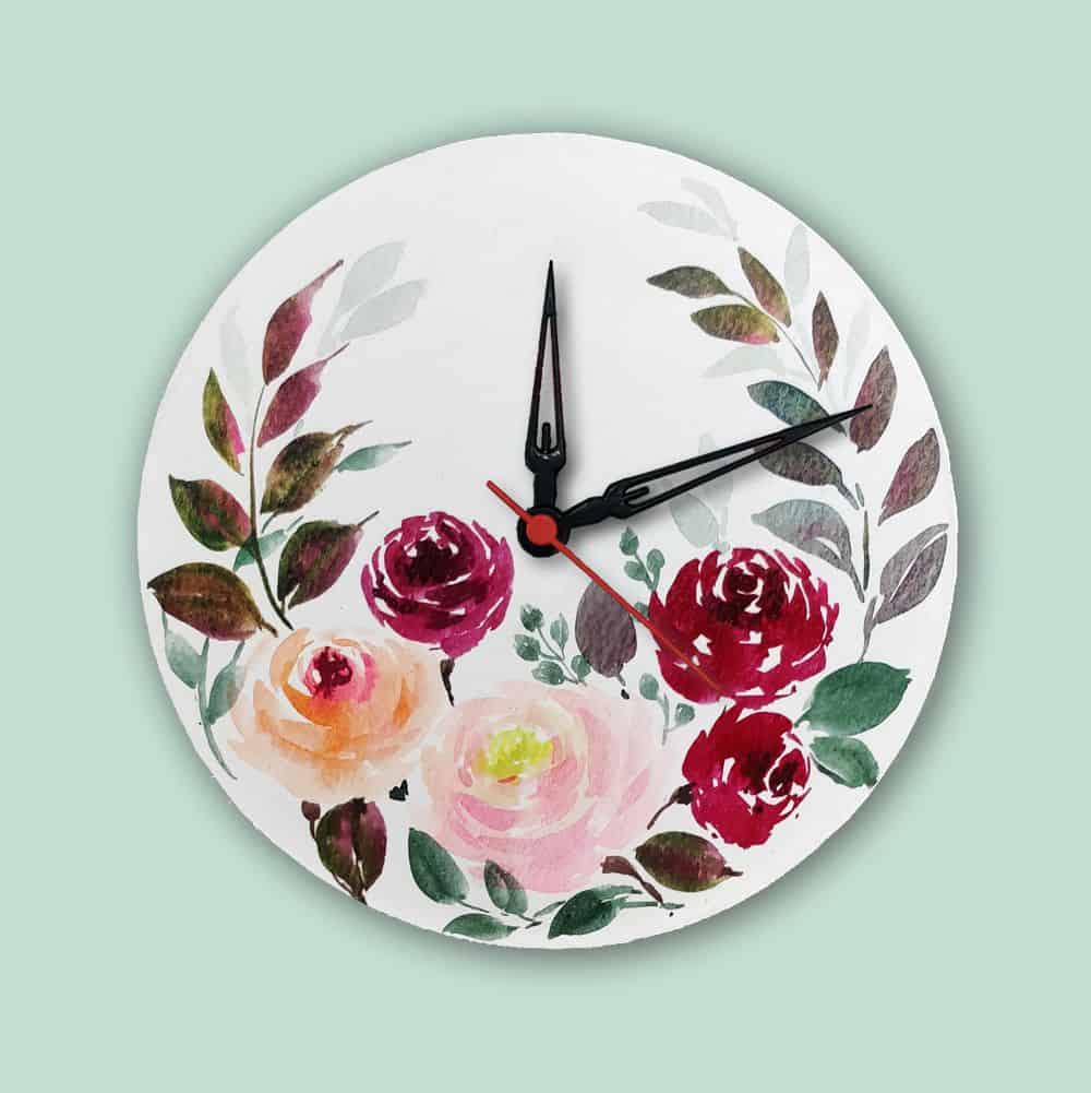 Handpainted Wall Clock - Floral 7 - rangreli