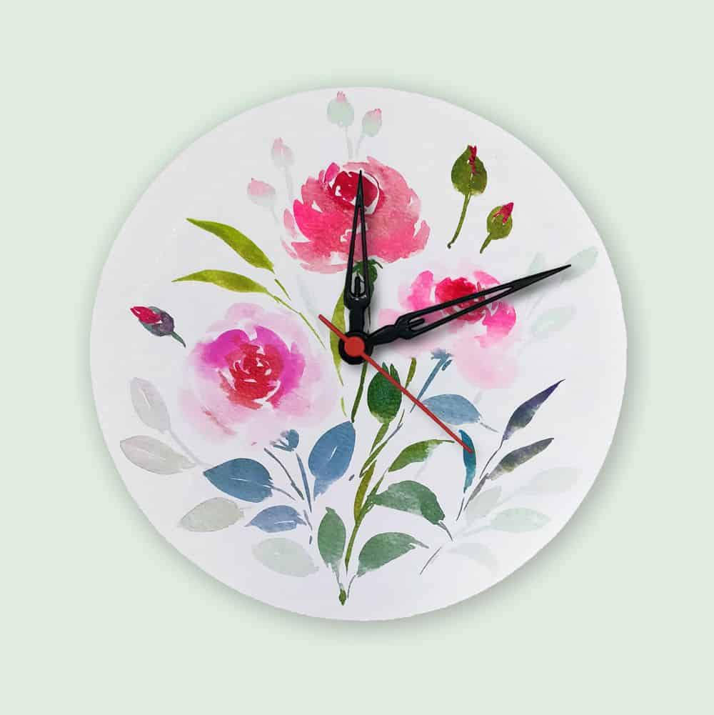 Handpainted Wall Clock - Floral 9 - rangreli