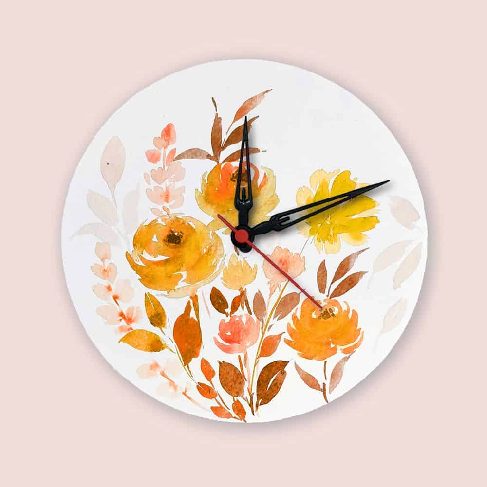 Handpainted Wall Clock - Floral 10 - rangreli