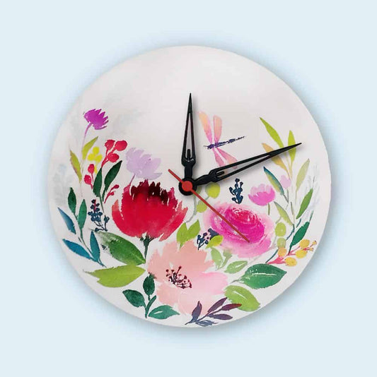 Handpainted Wall Clock - Floral 13 - rangreli