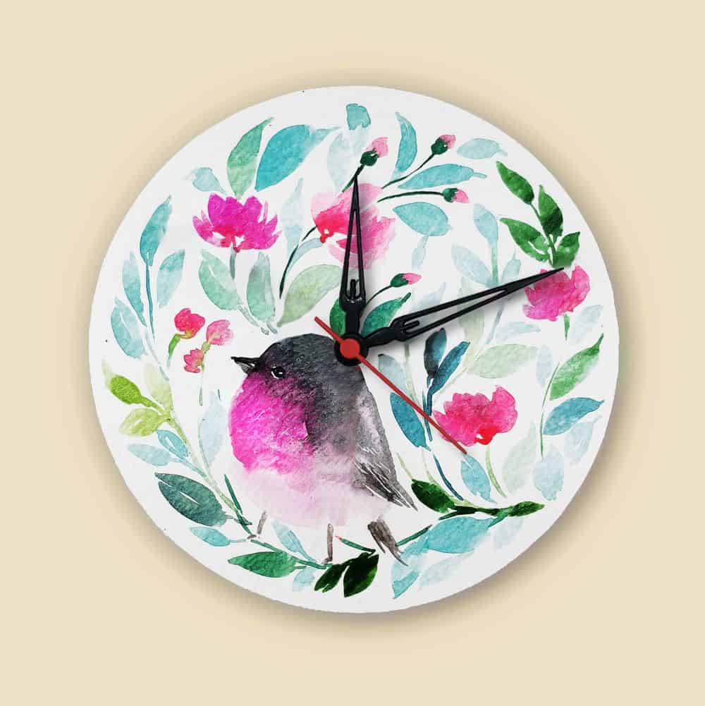Handpainted Wall Clock - Bird 2