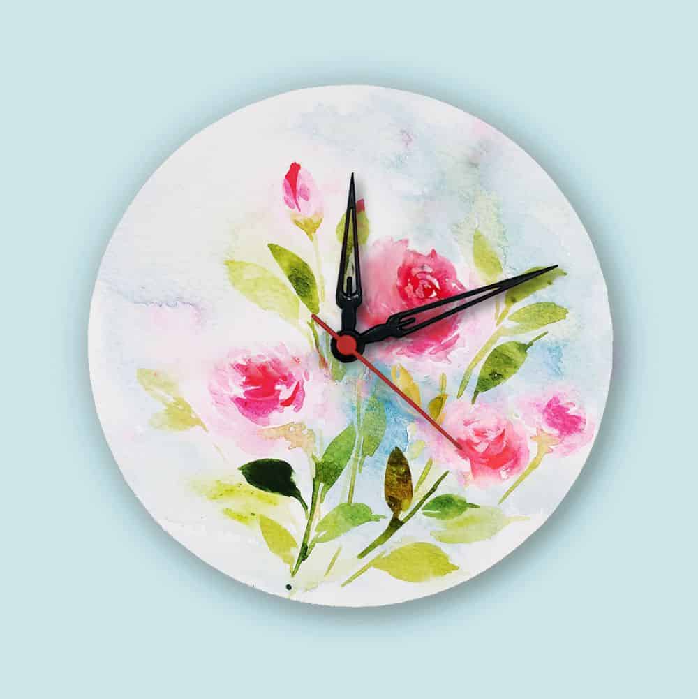 Handpainted Wall Clock - Floral 16 - rangreli