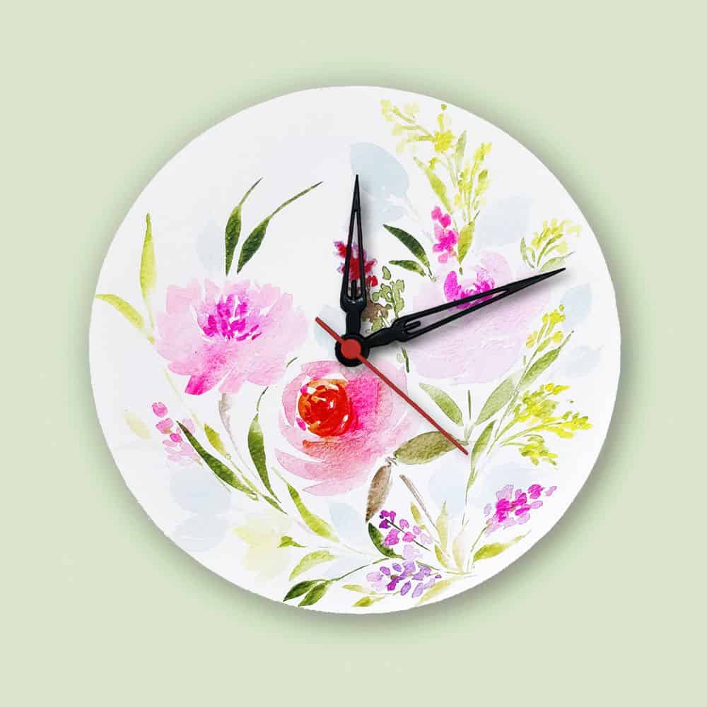 Handpainted Wall Clock - Floral 17 - rangreli