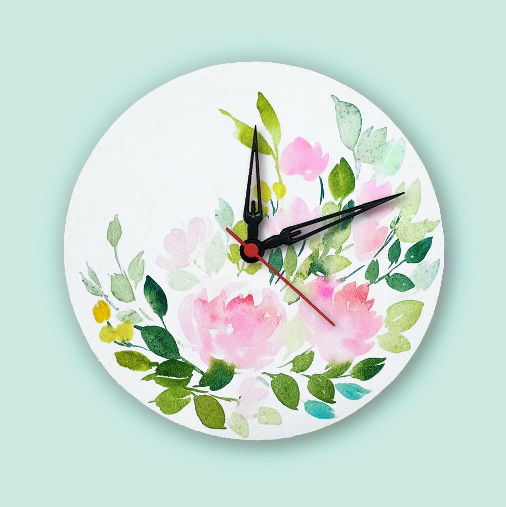 Handpainted Wall Clock - Floral 19 - rangreli