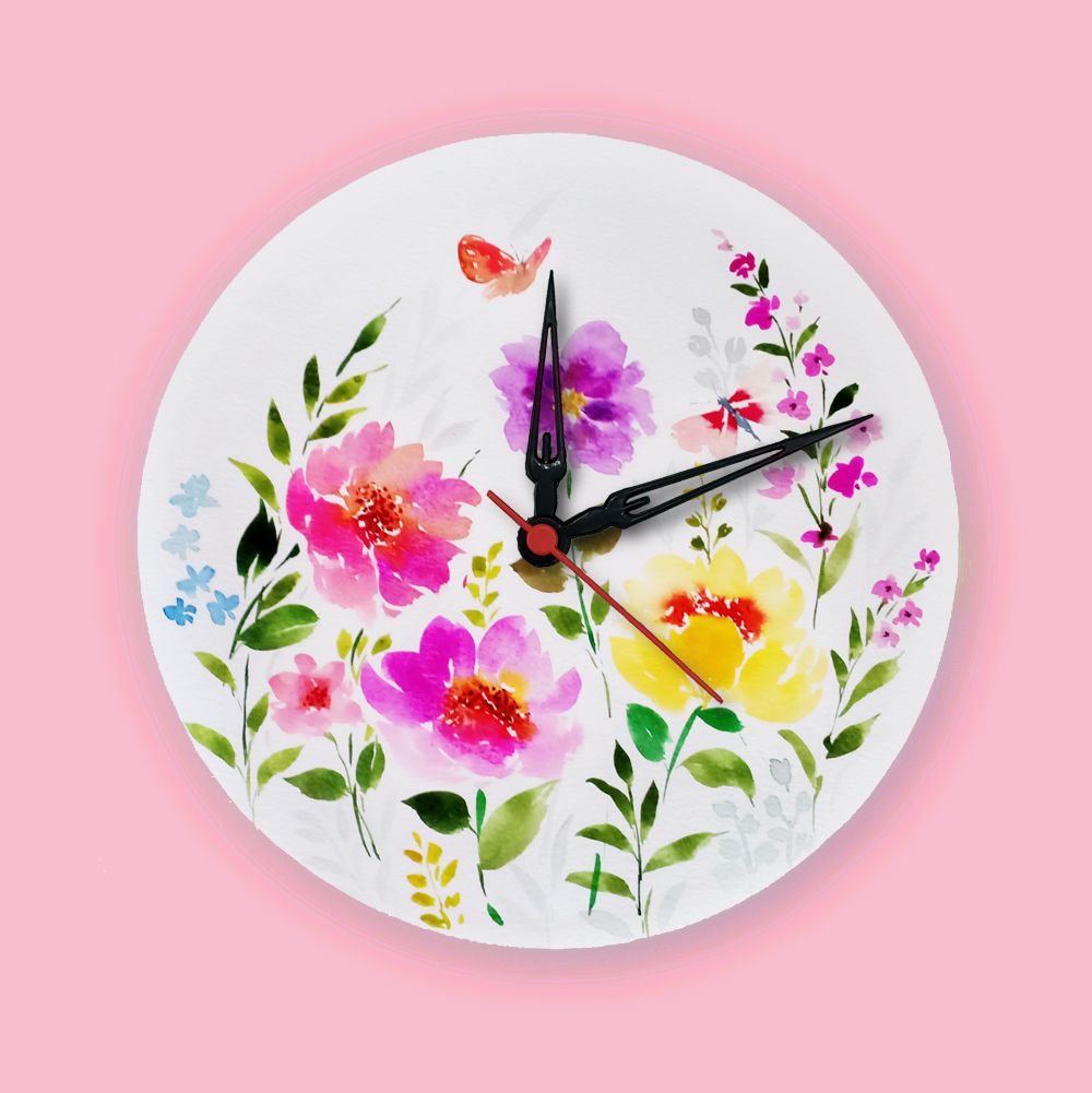 Handpainted Wall Clock - Floral 21 - rangreli