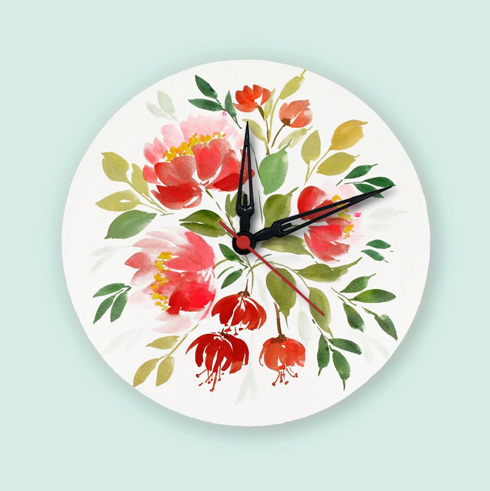 Handpainted Wall Clock - Floral 22 - rangreli