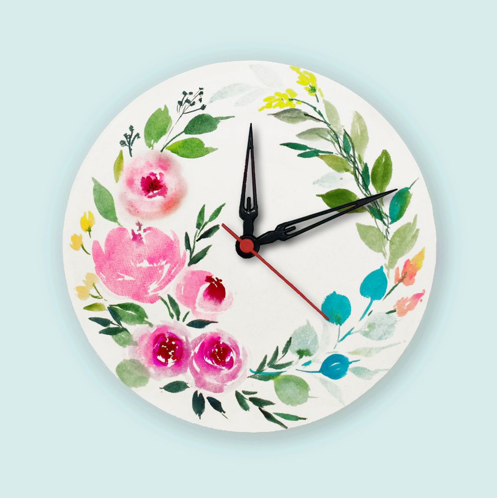 Handpainted Wall Clock - Floral 23