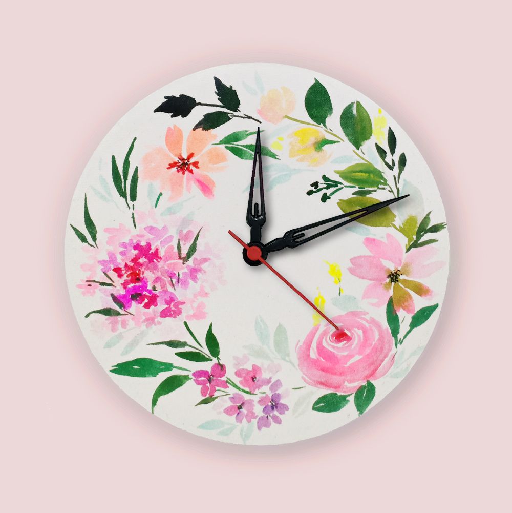 Handpainted Wall Clock - Floral 24 - rangreli